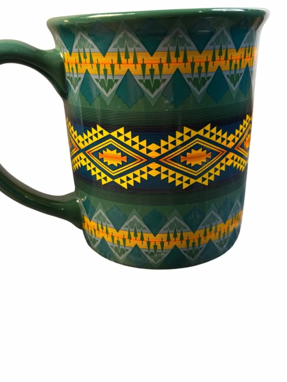 PENDLETON GREEN SOUTHWEST PRINT COFFEE MUG 12 OZ